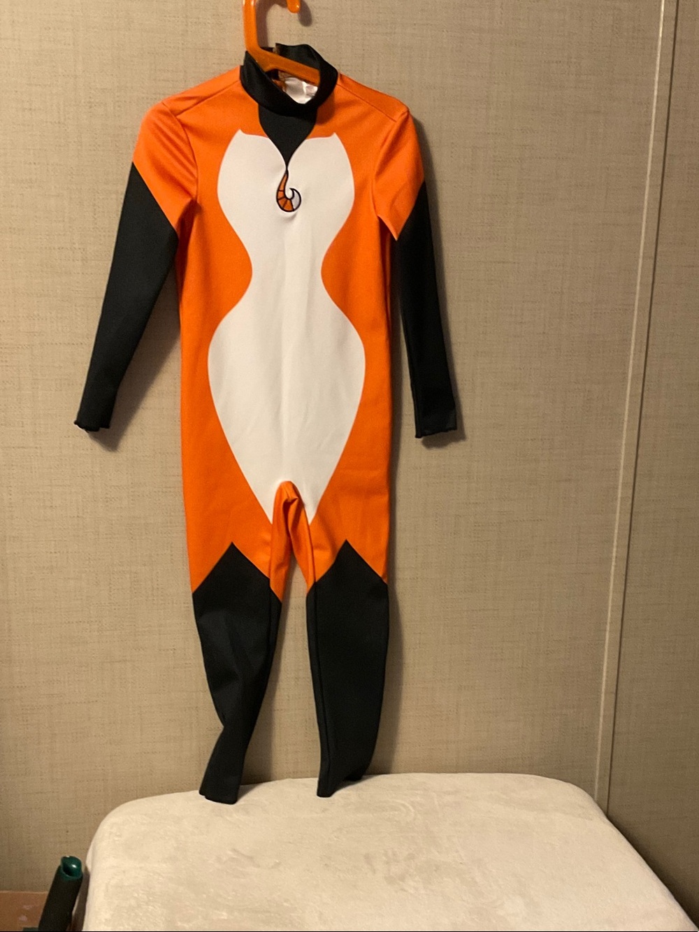 Children's Orange & White Fox-Themed One-Piece Bodysuit